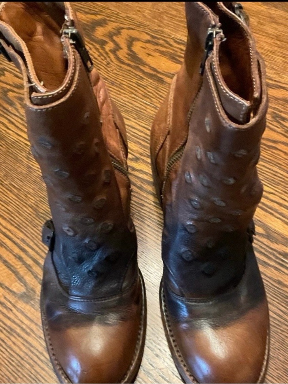 Patricia Nash Brown Leather Ankle Boots with Studded Shaft